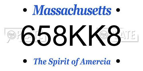 658KK8 Massachusetts License Plate