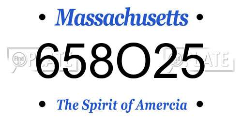 658O25 Massachusetts License Plate