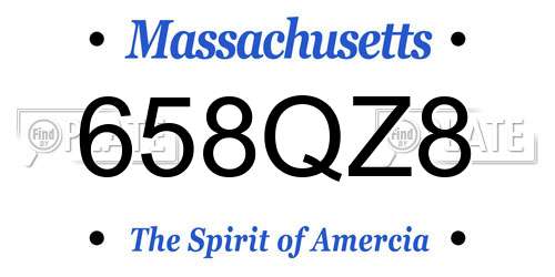 658QZ8 Massachusetts License Plate