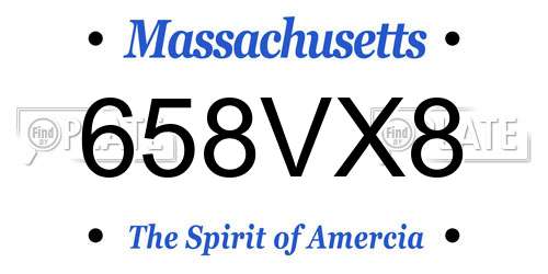 658VX8 Massachusetts License Plate