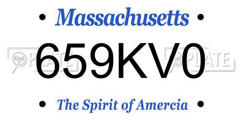 659KV0 Massachusetts License Plate