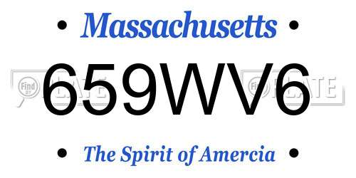 659WV6 Massachusetts License Plate