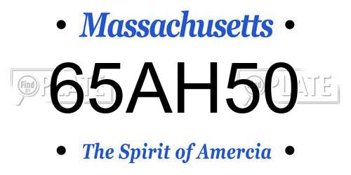 65AH50 Massachusetts License Plate