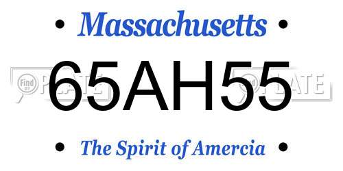 65AH55 Massachusetts License Plate
