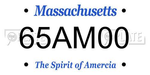 65AM00 Massachusetts License Plate