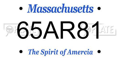 65AR81 Massachusetts License Plate