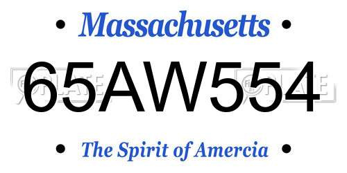 65AW554 Massachusetts License Plate