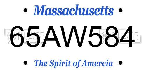 65AW584 Massachusetts License Plate