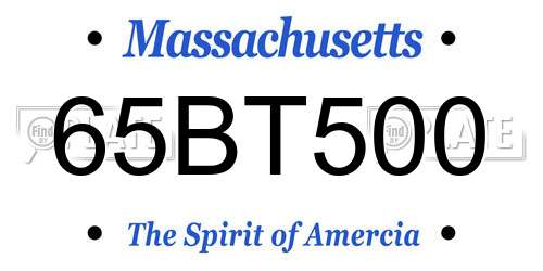 65BT500 Massachusetts License Plate
