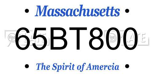 65BT800 Massachusetts License Plate