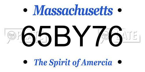 65BY76 Massachusetts License Plate