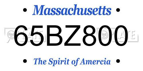 65BZ800 Massachusetts License Plate