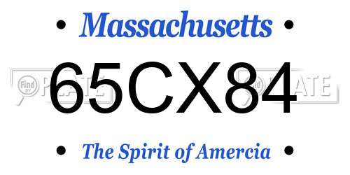 65CX84 Massachusetts License Plate