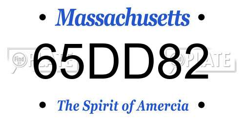 65DD82 Massachusetts License Plate
