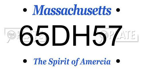 65DH57 Massachusetts License Plate