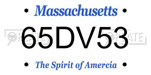 65DV53 Massachusetts License Plate