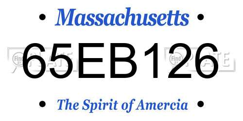 65EB126 Massachusetts License Plate