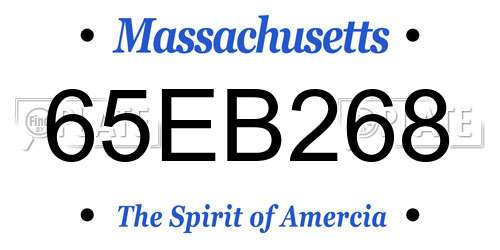65EB268 Massachusetts License Plate