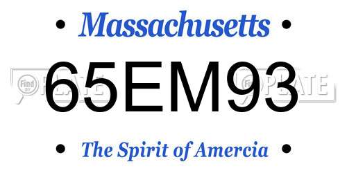 65EM93 Massachusetts License Plate