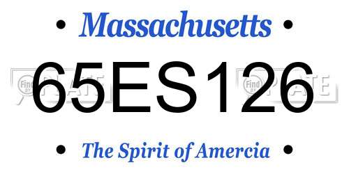 65ES126 Massachusetts License Plate