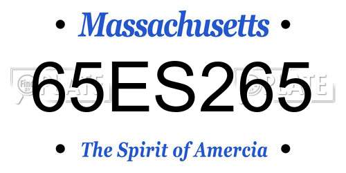 65ES265 Massachusetts License Plate