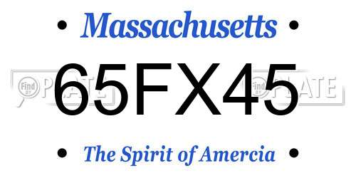 65FX45 Massachusetts License Plate
