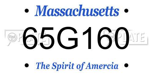 65G160 Massachusetts License Plate