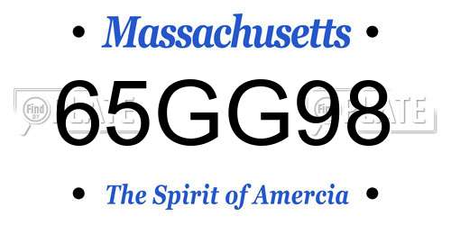 65GG98 Massachusetts License Plate