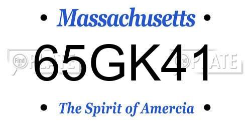 65GK41 Massachusetts License Plate