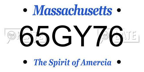 65GY76 Massachusetts License Plate