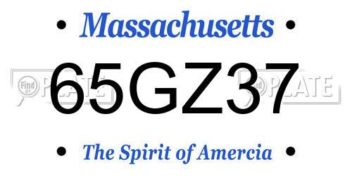 65GZ37 Massachusetts License Plate