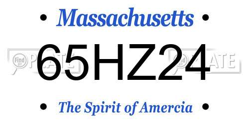 65HZ24 Massachusetts License Plate