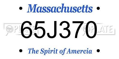 65J370 Massachusetts License Plate