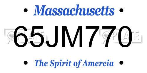 65JM770 Massachusetts License Plate