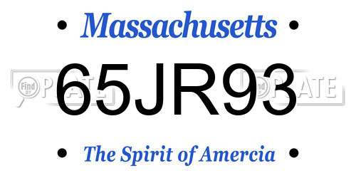65JR93 Massachusetts License Plate