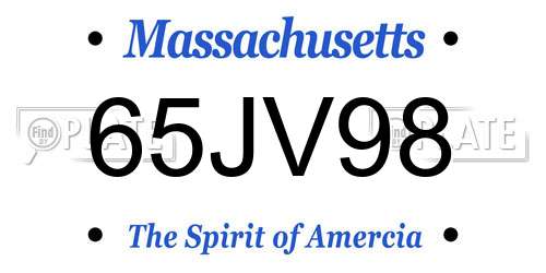 65JV98 Massachusetts License Plate