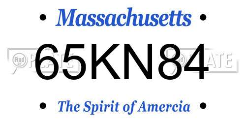 65KN84 Massachusetts License Plate