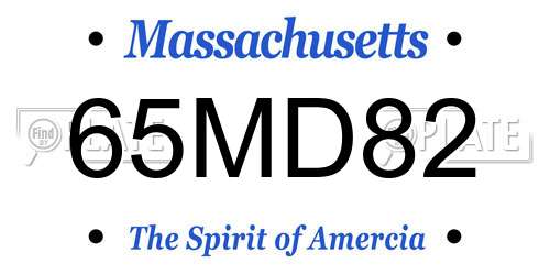 65MD82 Massachusetts License Plate