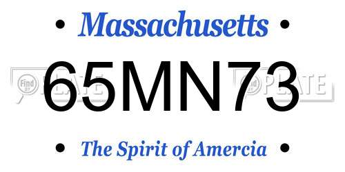 65MN73 Massachusetts License Plate
