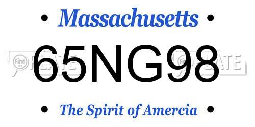 65NG98 Massachusetts License Plate
