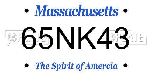 65NK43 Massachusetts License Plate