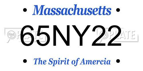 65NY22 Massachusetts License Plate