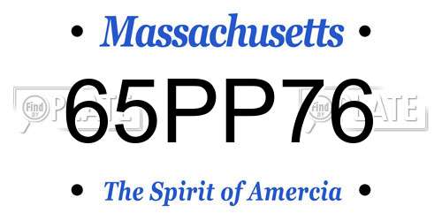 65PP76 Massachusetts License Plate