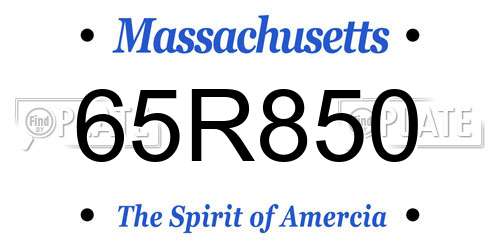 65R850 Massachusetts License Plate