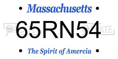 65RN54 Massachusetts License Plate