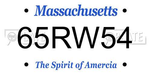 65RW54 Massachusetts License Plate