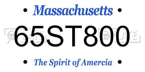 65ST800 Massachusetts License Plate