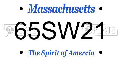 65SW21 Massachusetts License Plate