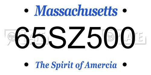 65SZ500 Massachusetts License Plate