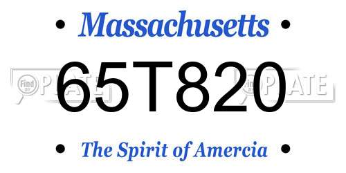 65T820 Massachusetts License Plate